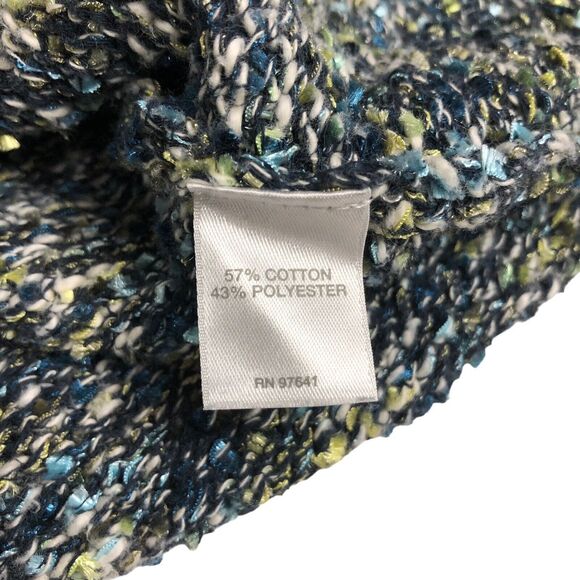 J Jill Sweater Womens Medium Blue Green V Neck Boucle Knit Pullover Sweatshirt - Picture 7 of 15